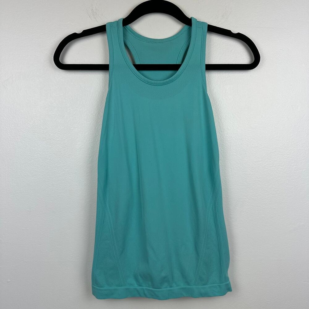 Athleta Womens Limitless Racerback Seamless Activewear Gym Teal Blue Tank Top